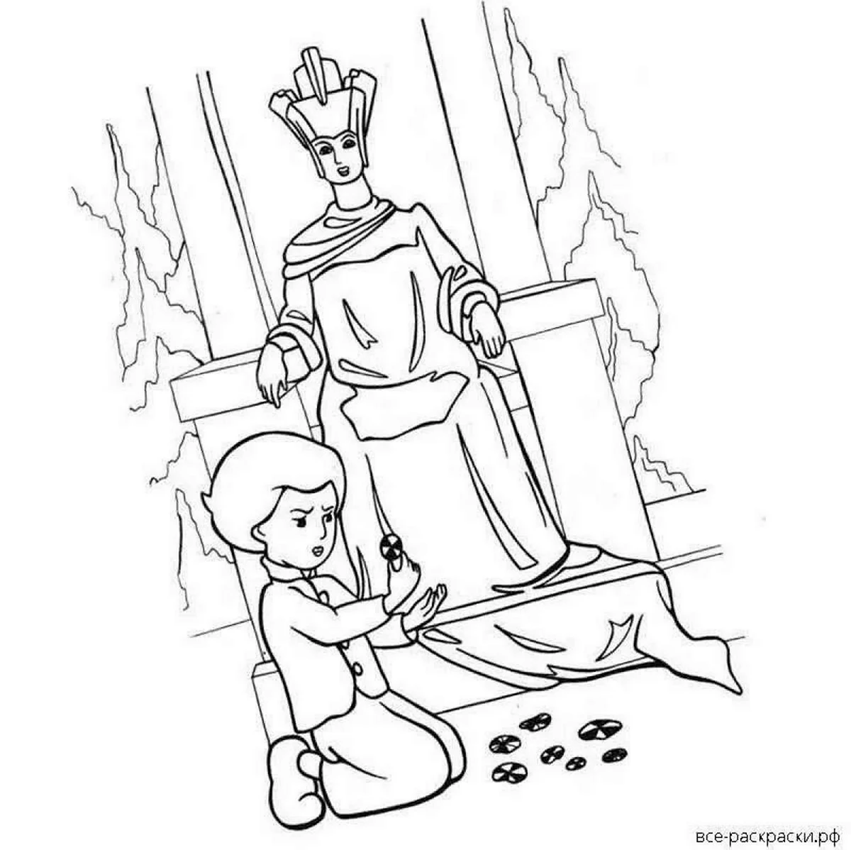 Сказка Снежная Королева раскраска Кай и Герда. Для срисовки