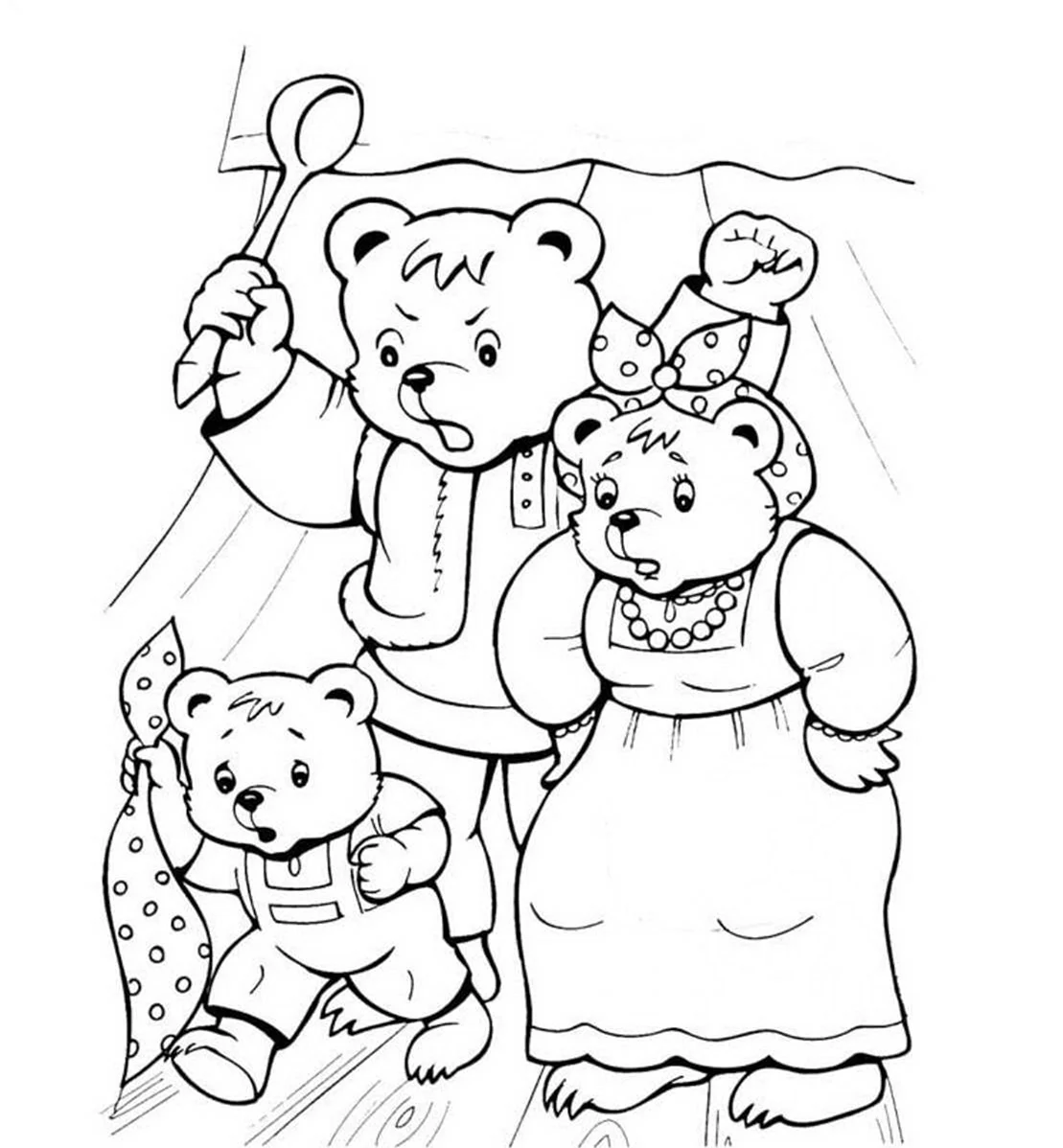Сказка-раскраска три медведя. Для срисовки
