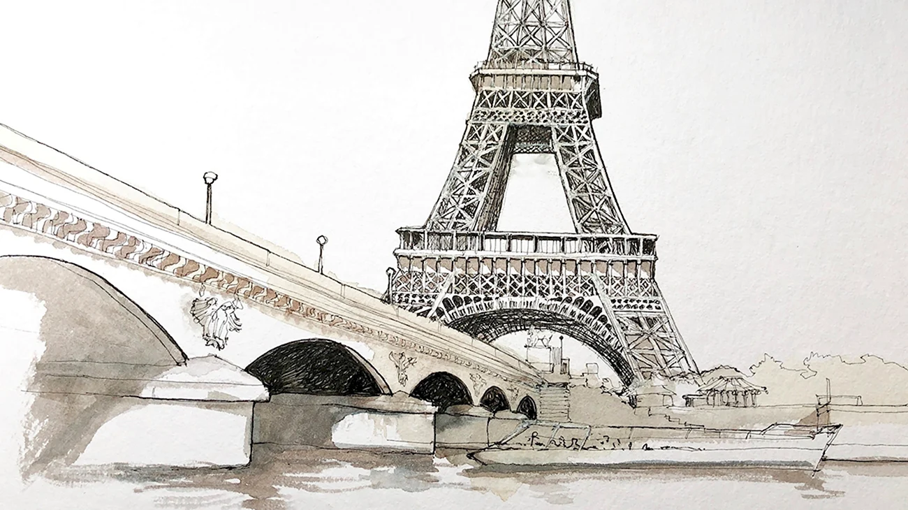 Скетч Париж Эйфелева башня. Для срисовки