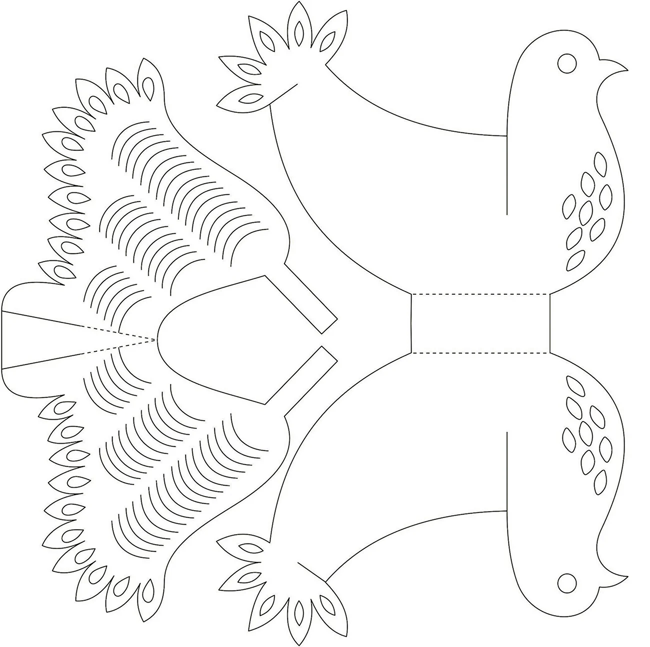 Схема объемного голубя из бумаги. Своими руками