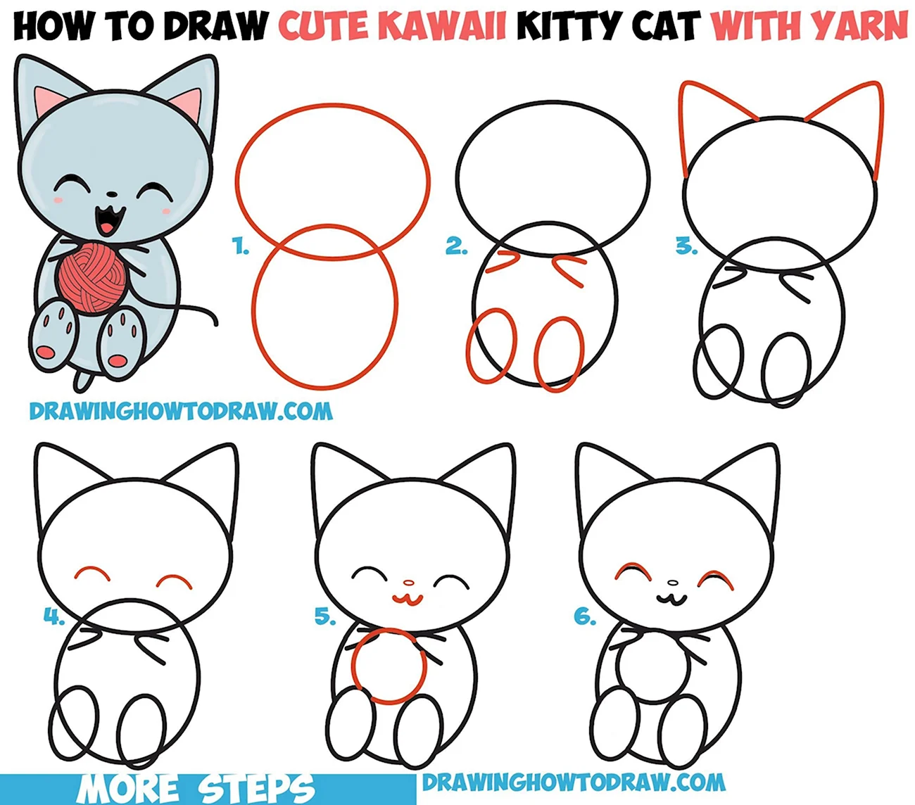 Схема рисования котенка для детей. Для срисовки