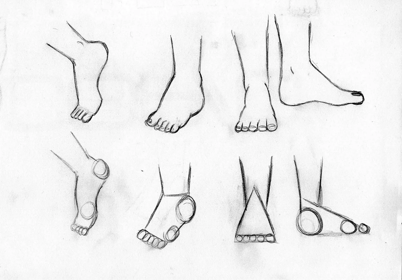Схема рисования ног. Для срисовки