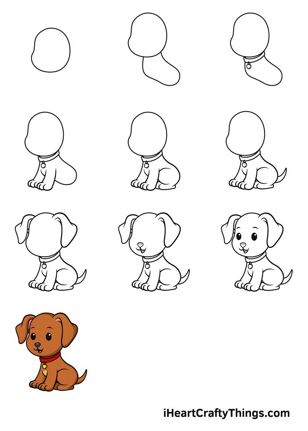 Схема рисования собаки для детей. Для срисовки