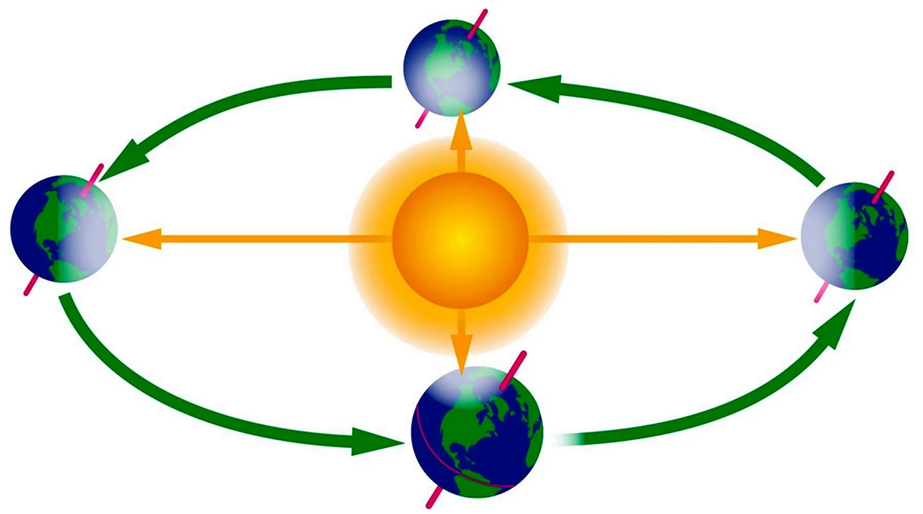 Схема вращения земли вокруг солнца. Картинка