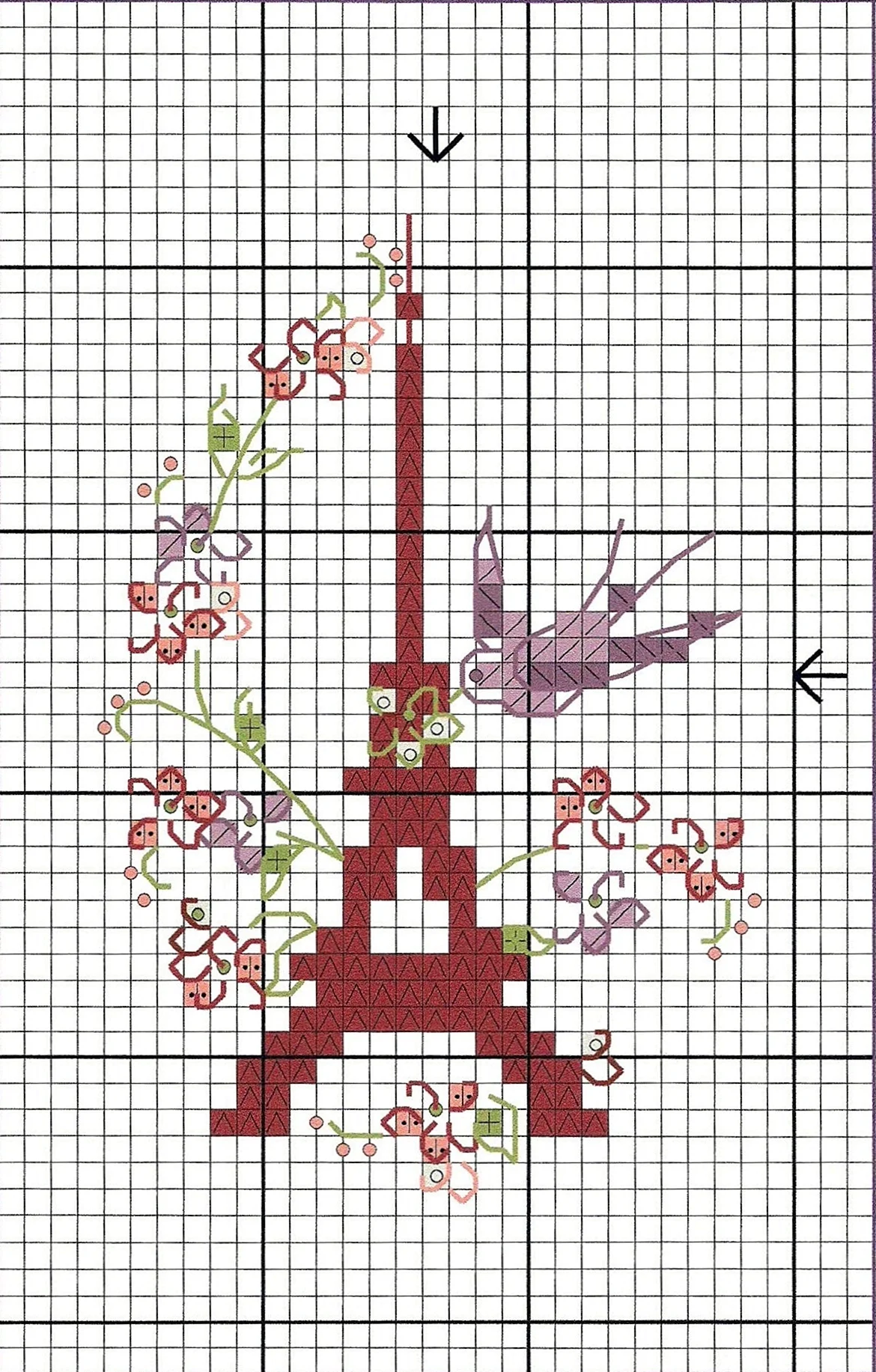 Схема вышивки крестом Эйфелева башня. Картинка