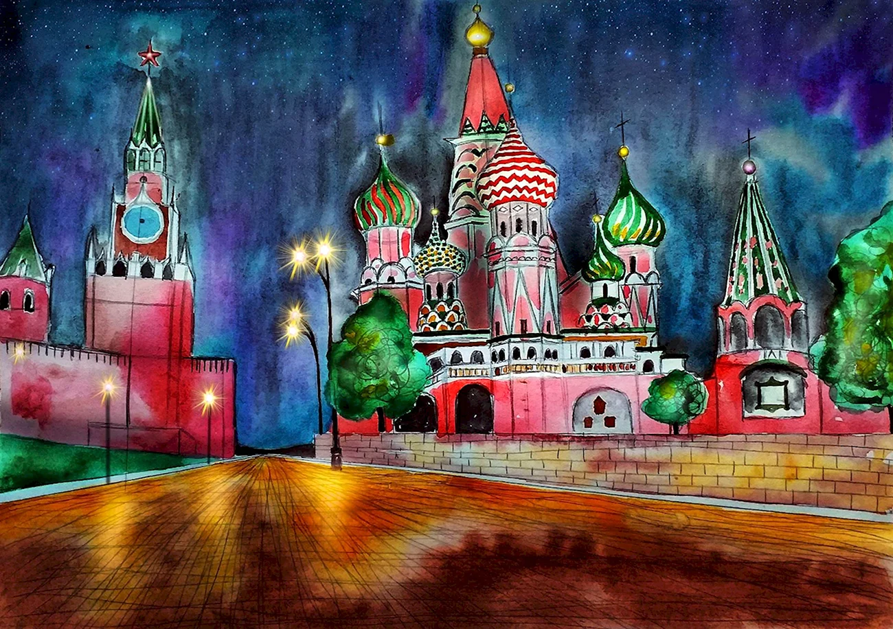 Собор Василия Блаженного в Москве рисунок. Для срисовки