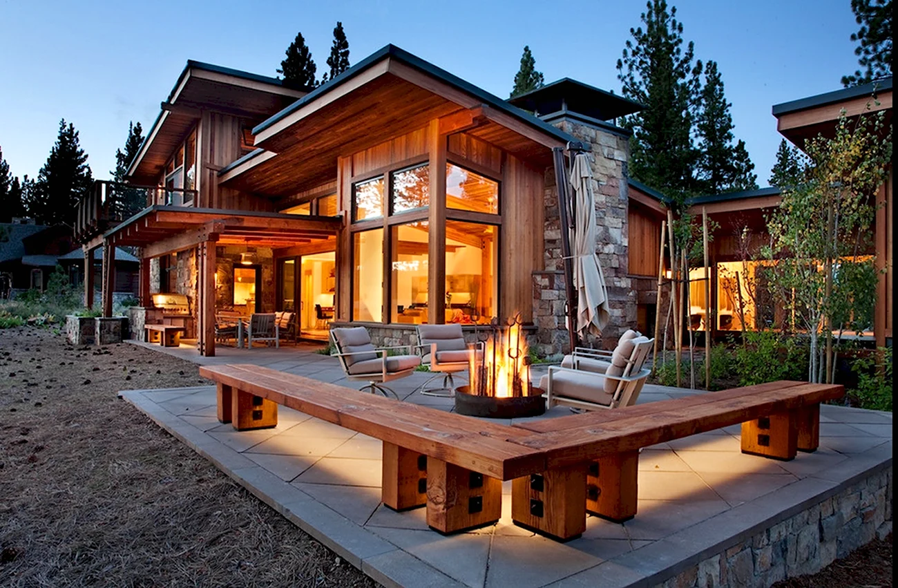 Современный деревянный дом. Красивая картинка