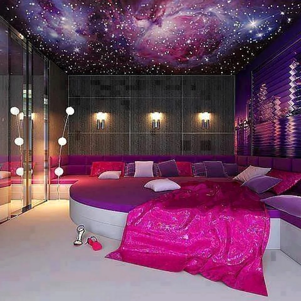Спальня в стиле космос. Красивая картинка