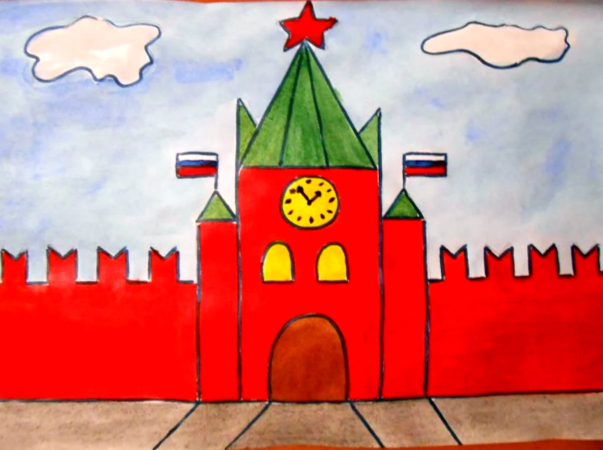 Спасская башня Кремля рисование. Для срисовки