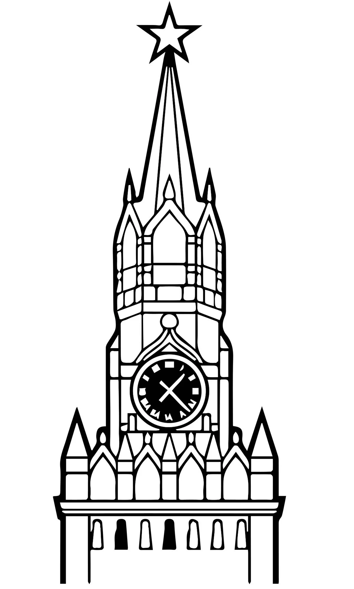 Спасская башня Московского Кремля рисунок. Для срисовки