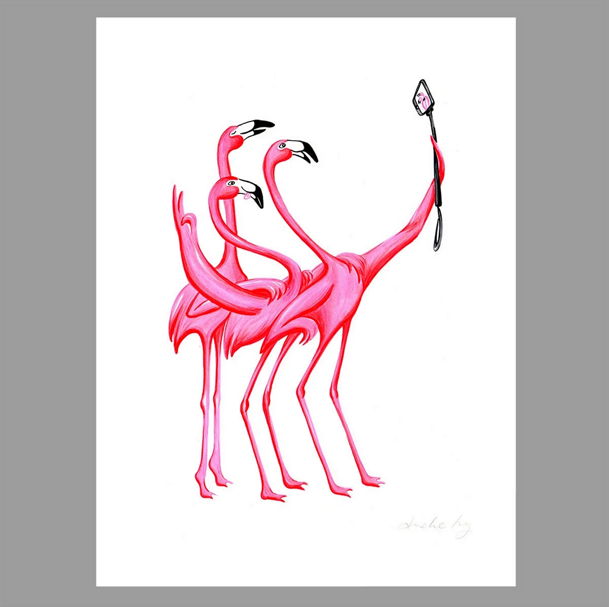 Срисовка Фламинго смешные. Для срисовки