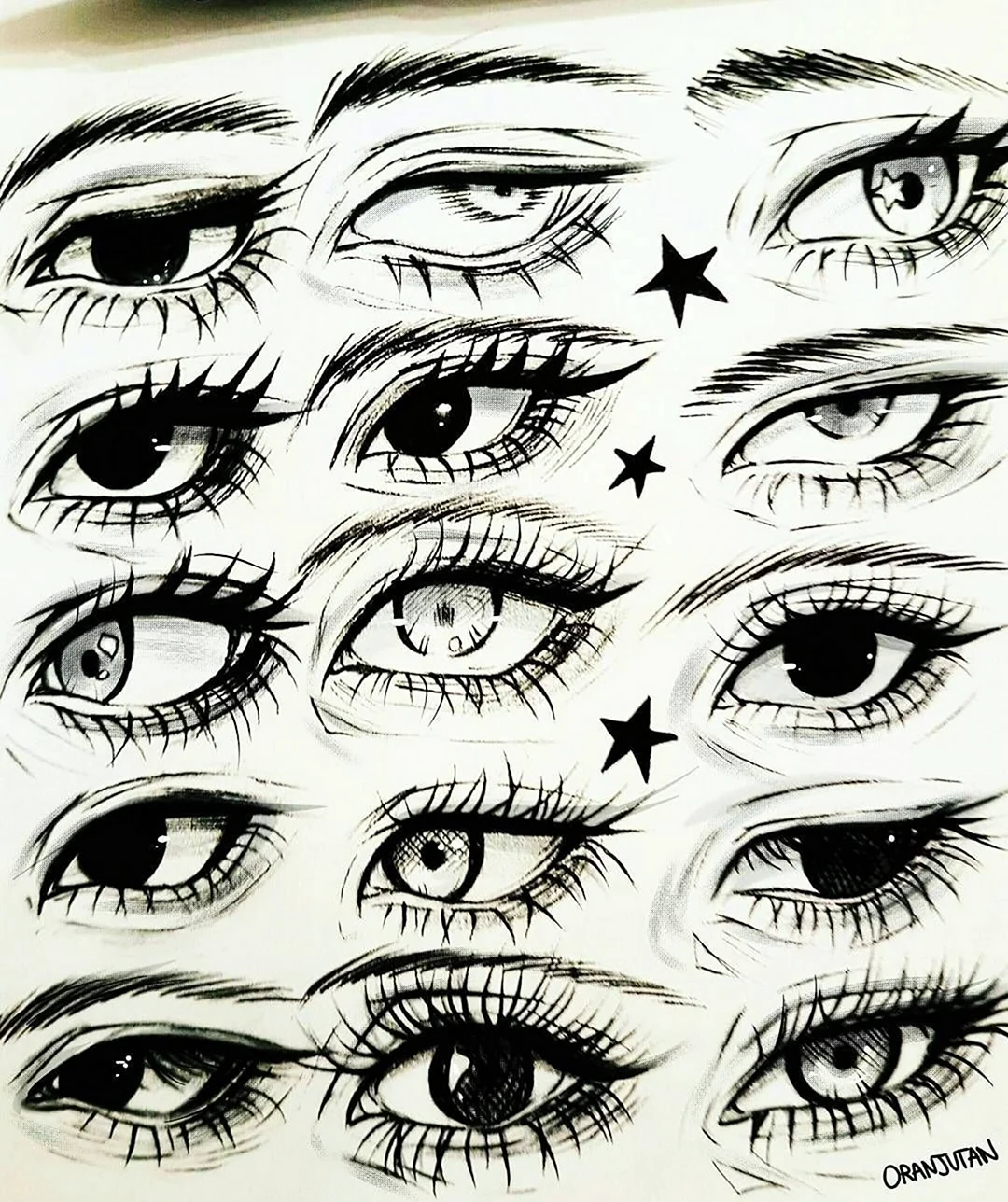 Стилизованные глаза карандашом. Для срисовки