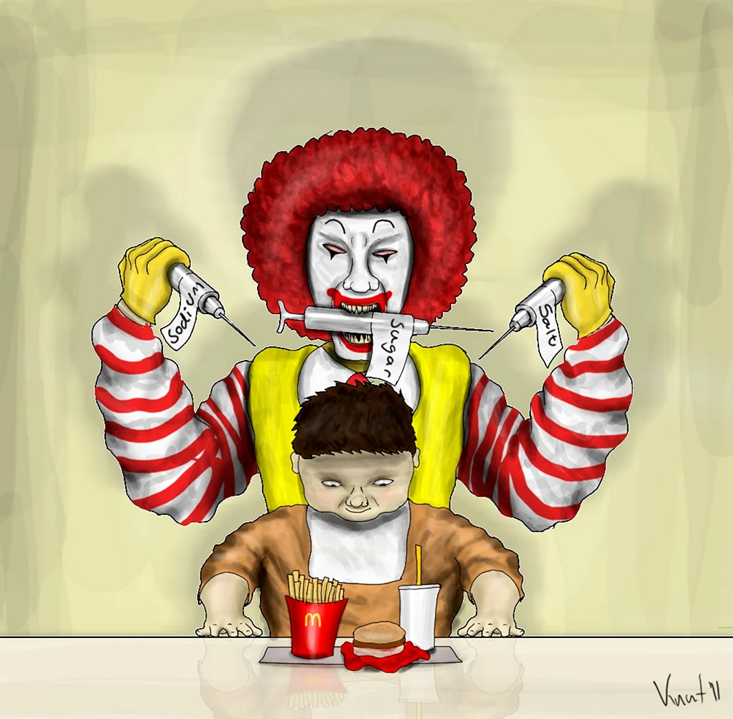 Страшный клоун Рональд Макдональд. Прикольная картинка