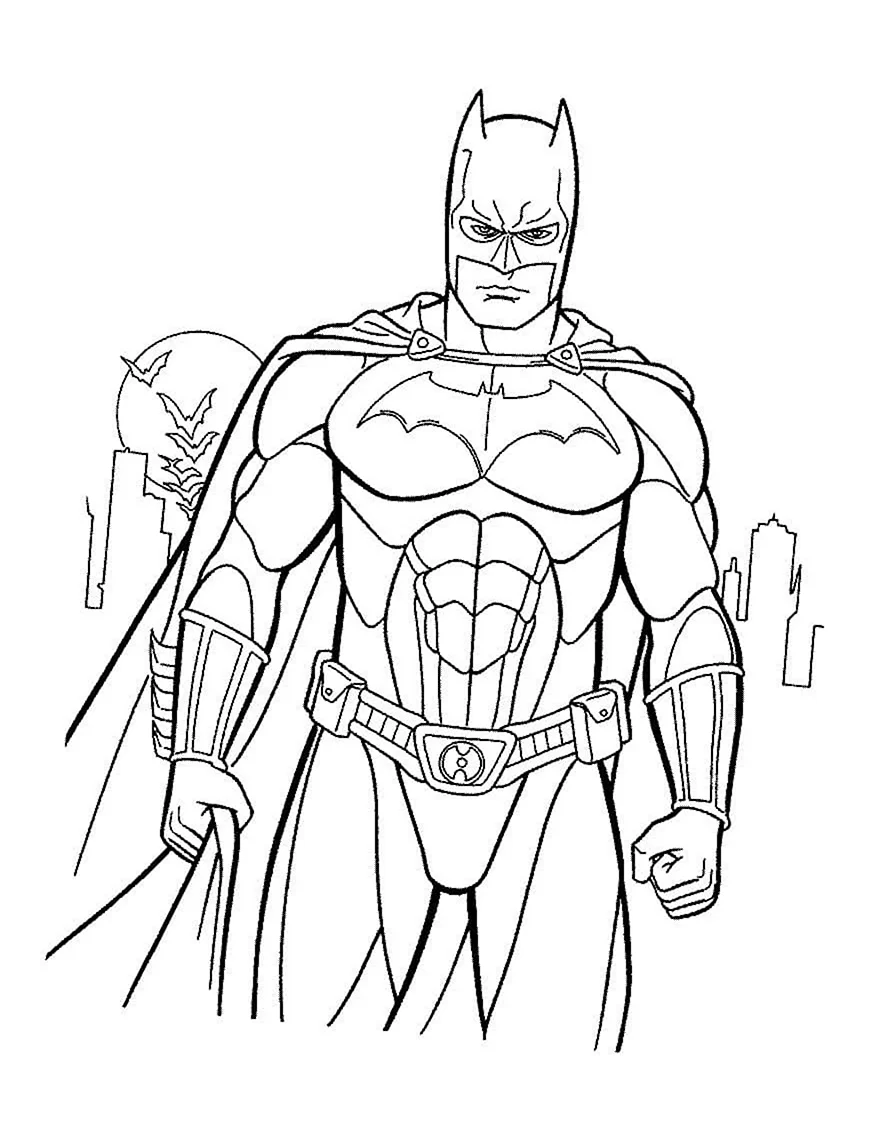 Супергерой Бэтмен раскраска. Красивая картинка