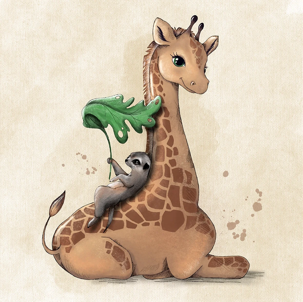 Сурикат и Жираф. Картинка из мультфильма