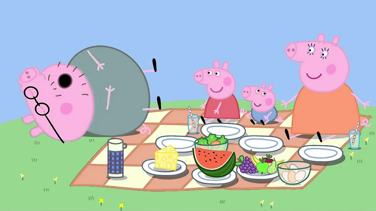 Свинка Пеппа пикник. Картинка из мультфильма