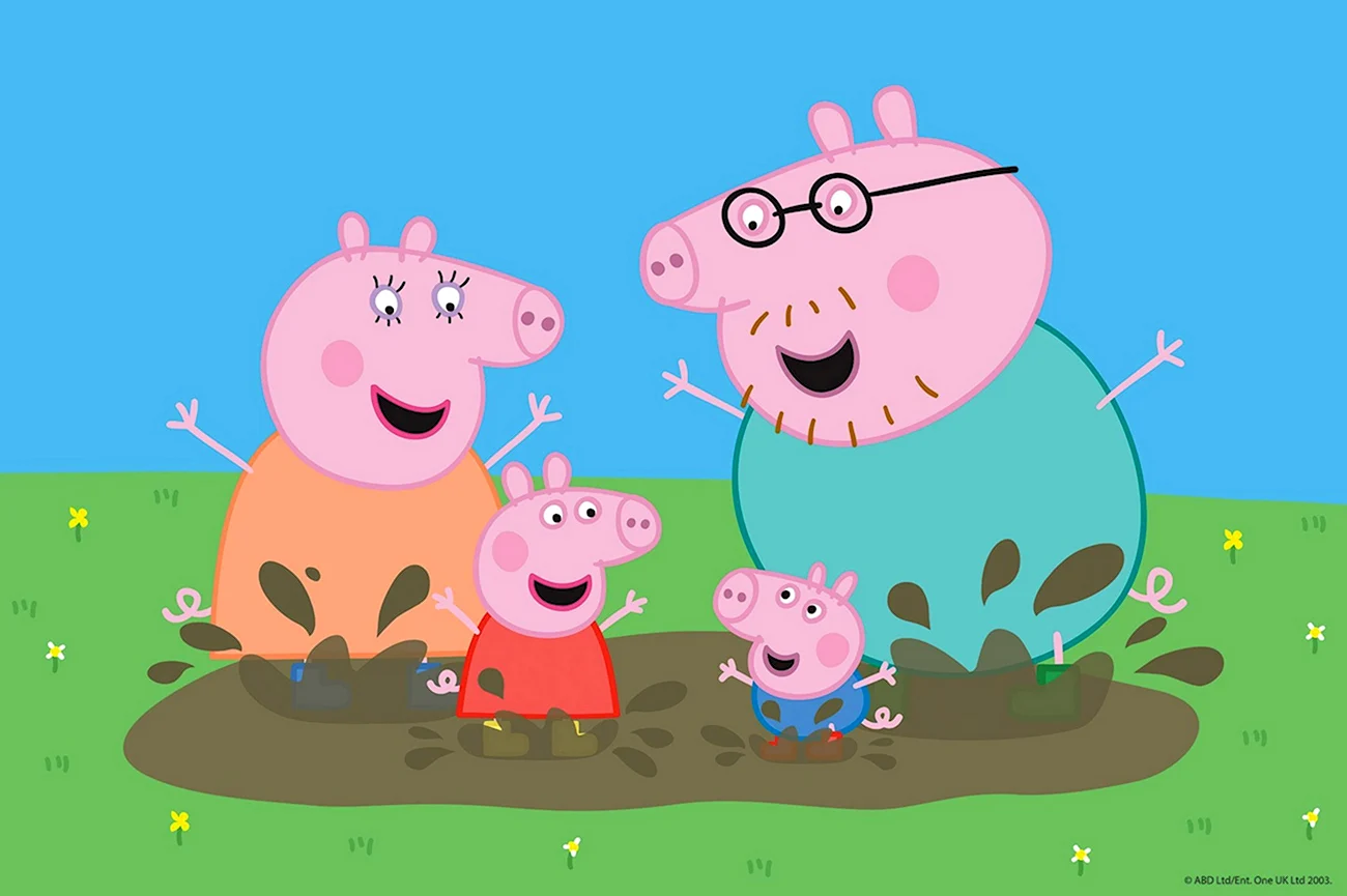 Свинка Пеппа семья. Картинка из мультфильма
