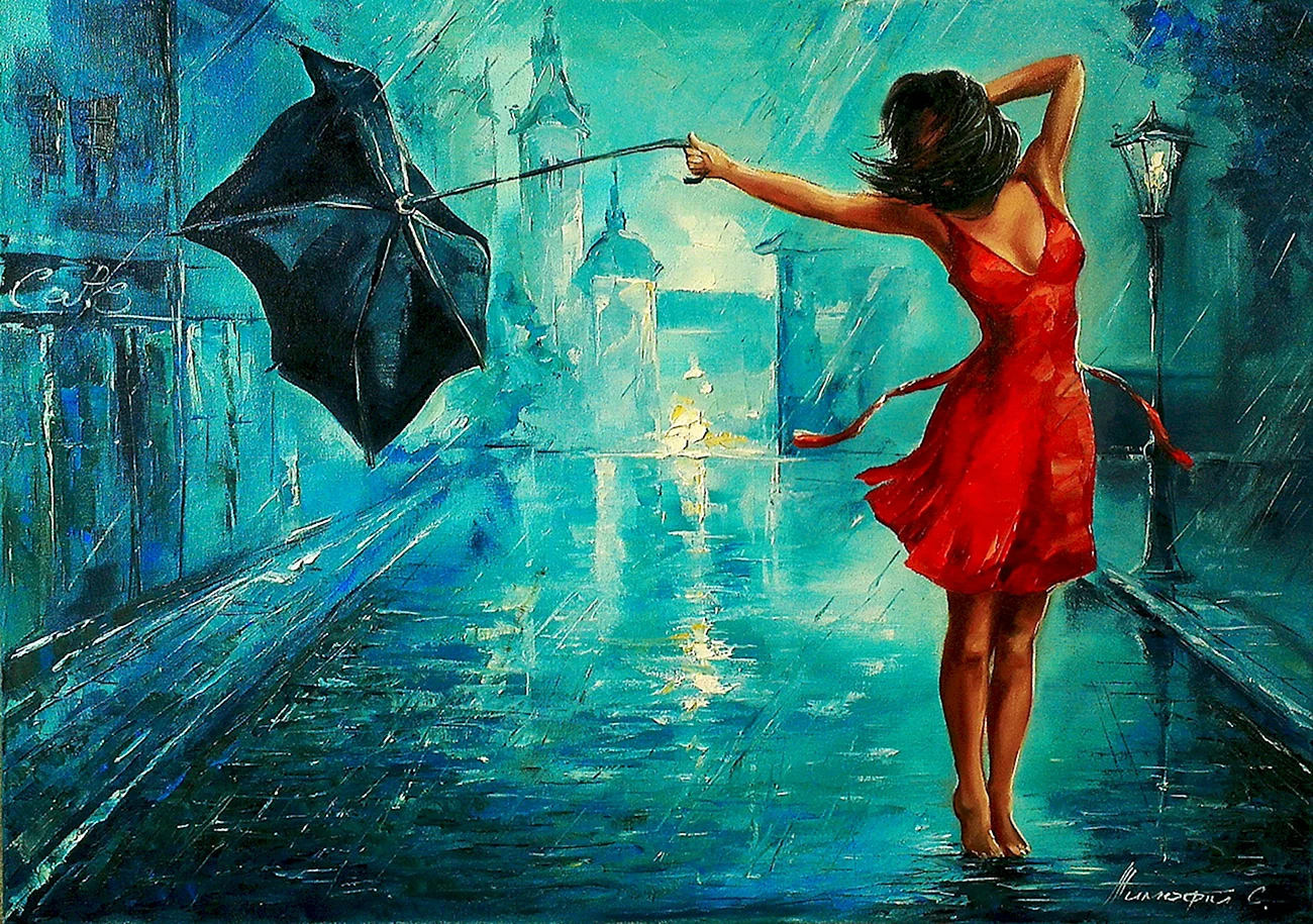 Танцы под дождем. Прикольная картинка