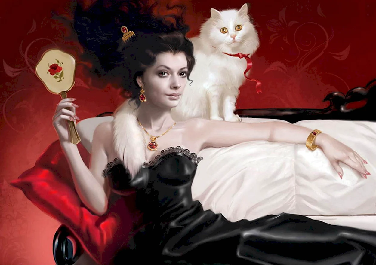 Татьяна Доронина иллюстратор кошка. Красивая девушка