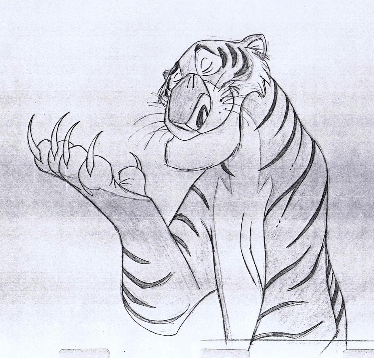Тигр Шерхан карандашом. Для срисовки