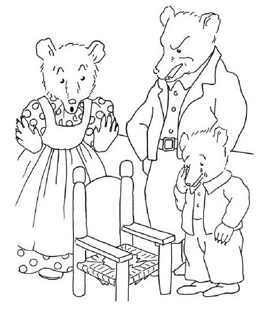 Толстой три медведя раскраска к сказке. Для срисовки