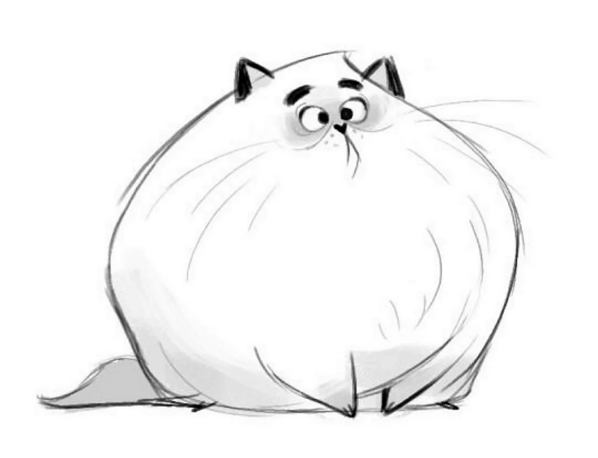 Толстый кот нарисованный. Для срисовки