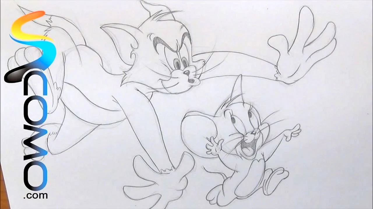 Том и Джерри рисунок карандашом для срисовки. Для срисовки