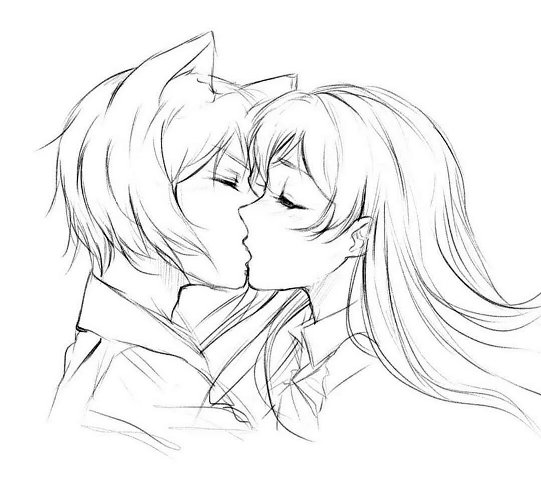 Томоэ и Нанами поцелуй. Для срисовки
