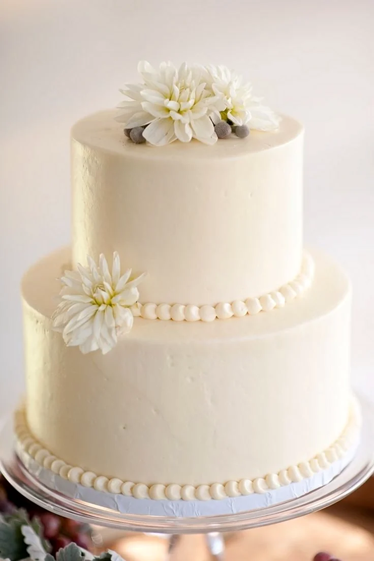 Торт белый свадебный 2 ярусный. Красивая картинка