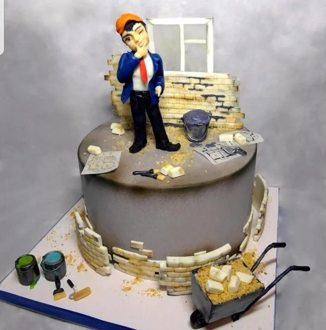 Торт для строителя. Красивая картинка