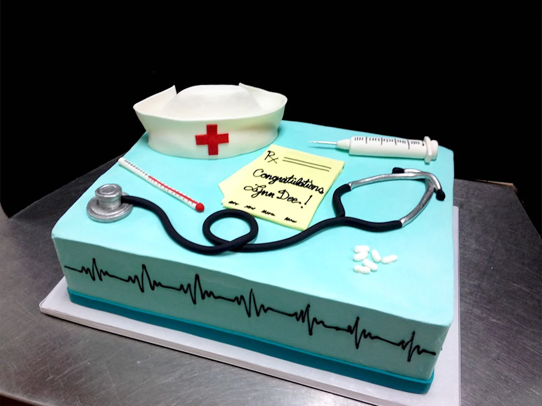 Торт для врача хирурга. Открытка с днем рождения
