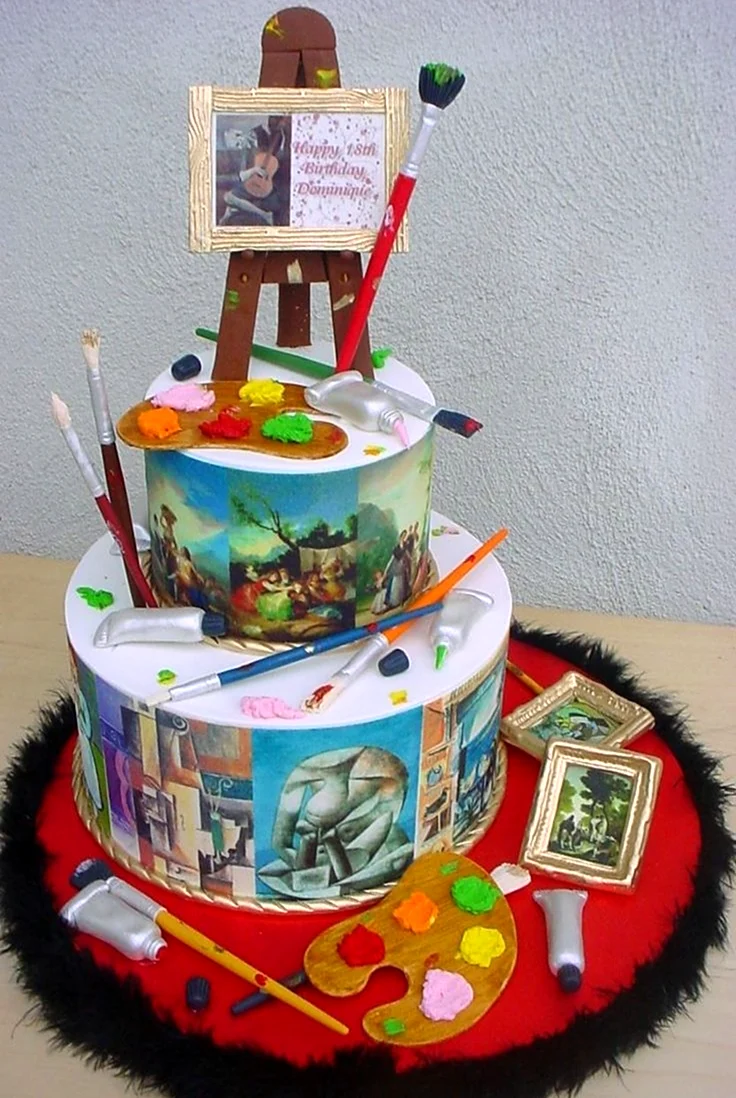 Торт «художнику». Открытка с днем рождения