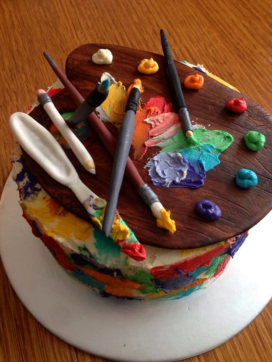 Торт «художнику». Открытка с днем рождения