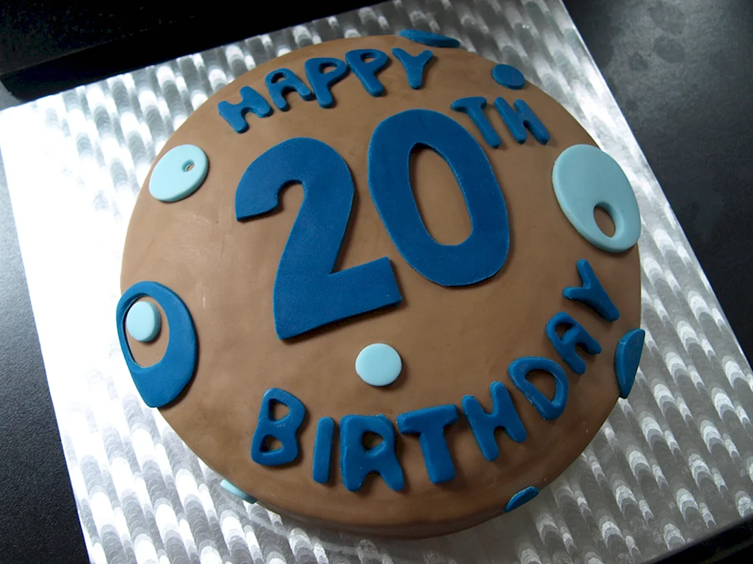Торт на день рождения 20 лет. Открытка с днем рождения