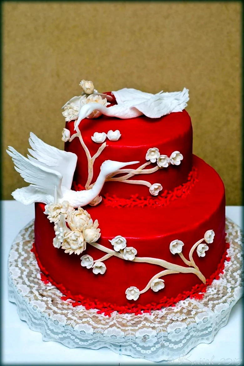 Торт на годовщину свадьбы красный. Поздравление с годовщиной свадьбы