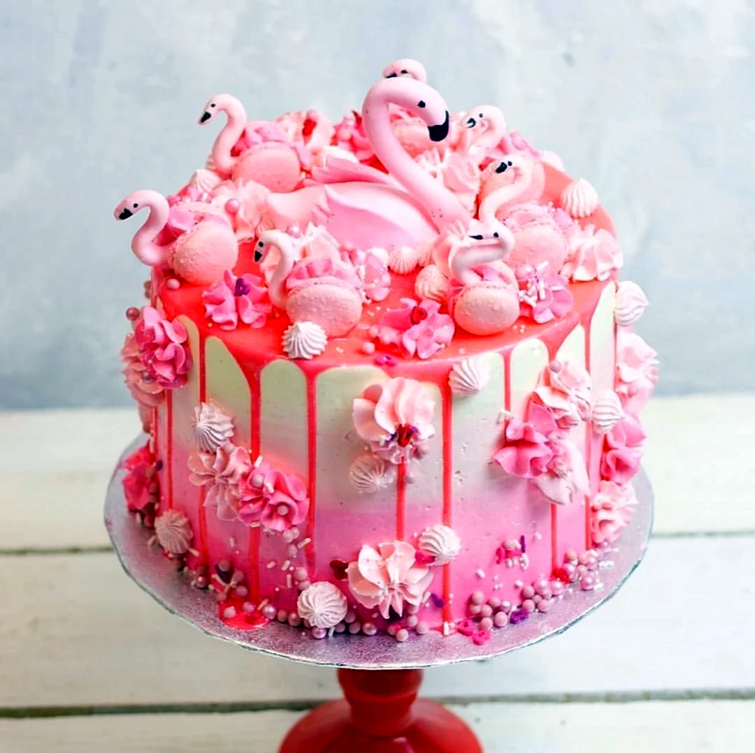 Торт розовый Фламинго. Красивая картинка