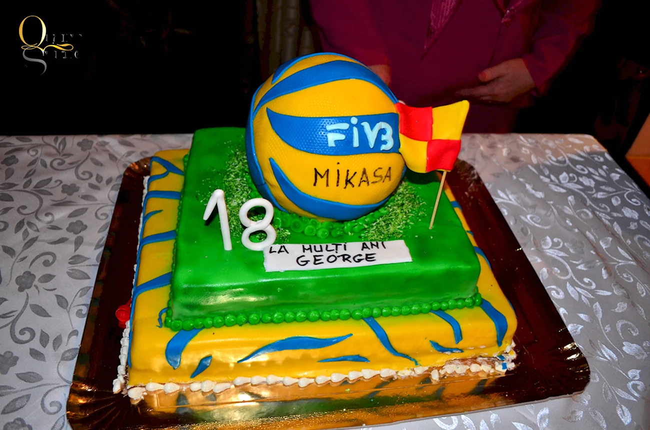 Торт с волейбольной тематикой. Поздравление