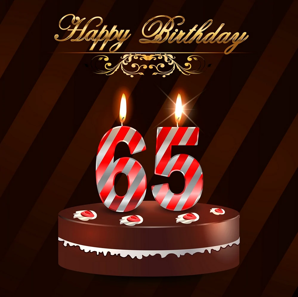 Торт со свечами 50 лет. Открытка с днем рождения
