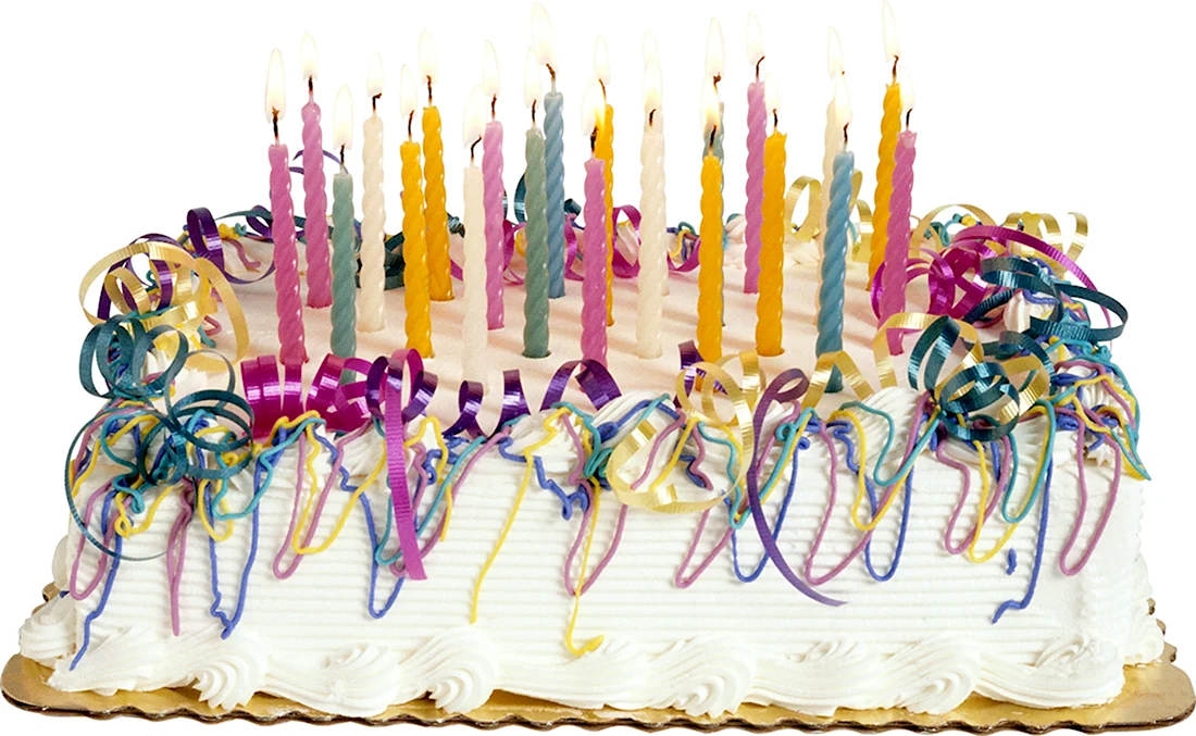 Торт со свечками. Открытка с днем рождения