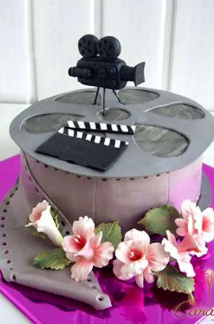 Торт в форме кинокамеры. Красивая картинка