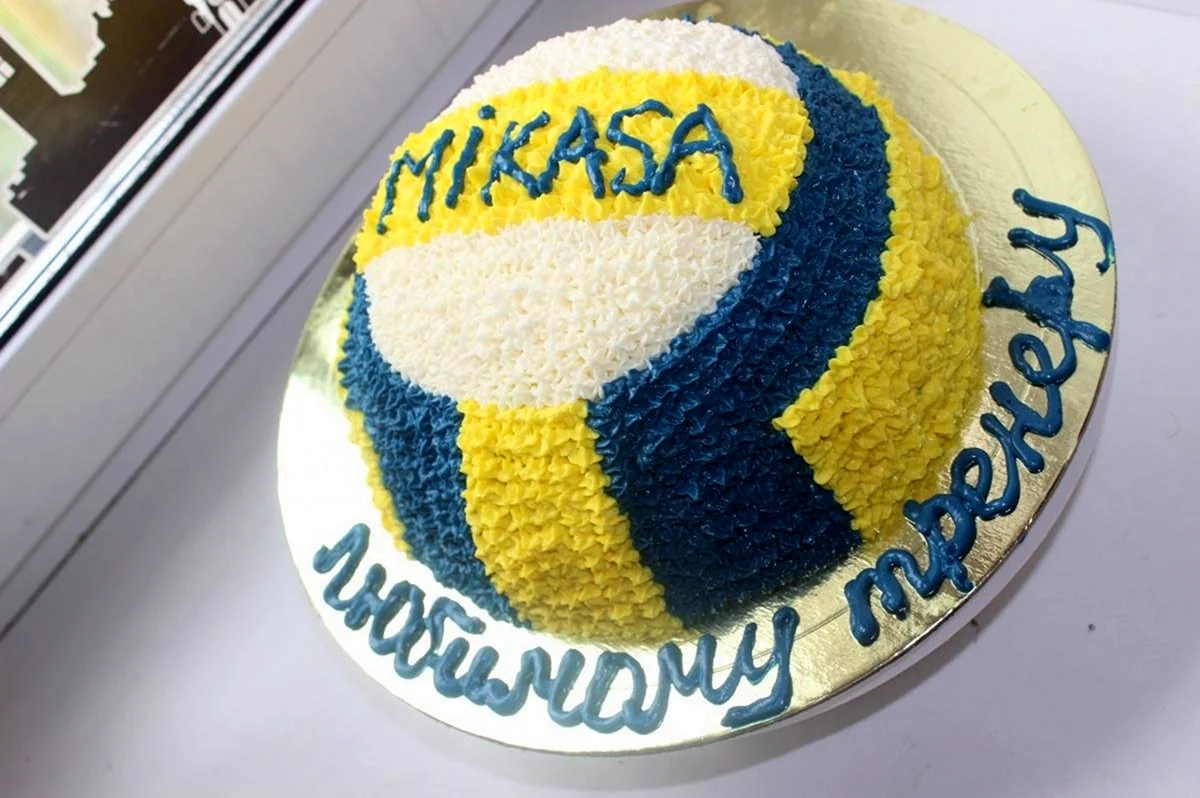 Торт волейбольный мяч. Поздравление
