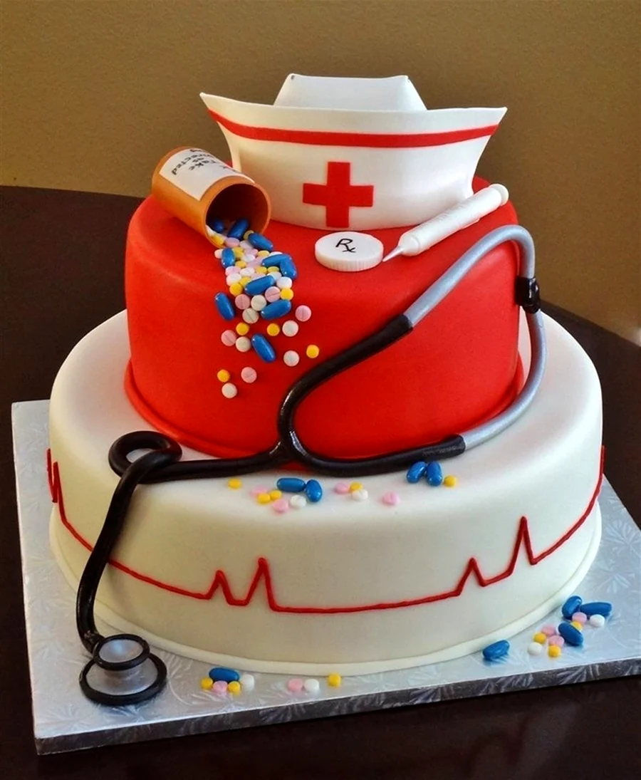 Торт «врачу». Открытка с днем рождения