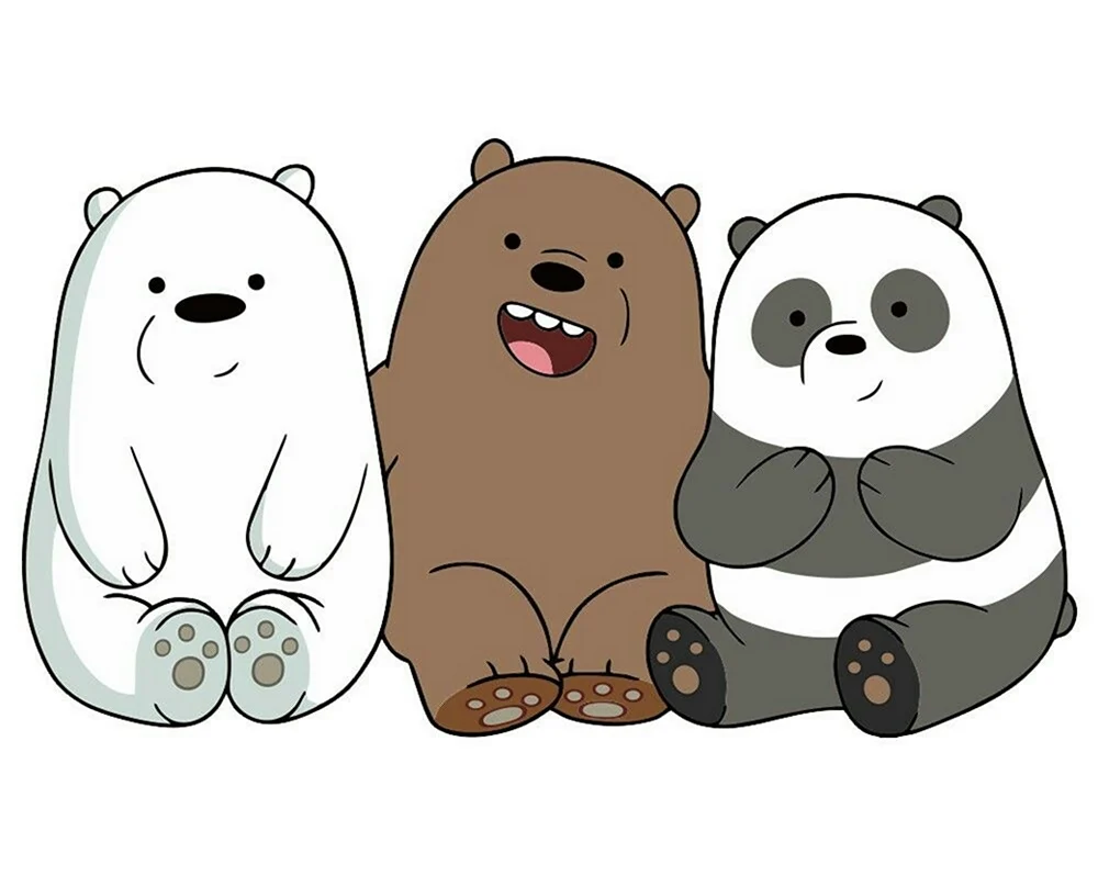 Три медведя белый Панда и Гризли. Картинка из мультфильма