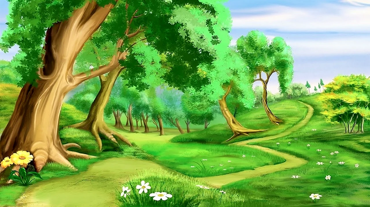 Тропинка в лесу для детей. Красивая картинка