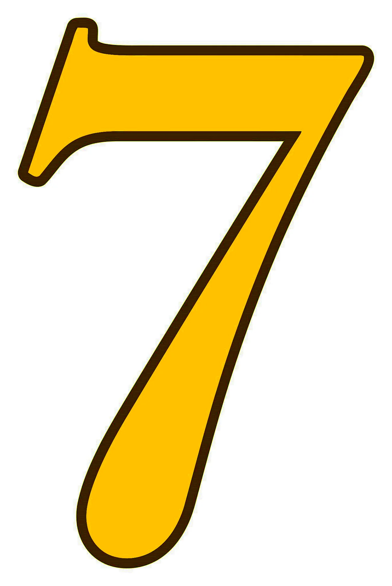 Цифра 7 желтая. Картинка