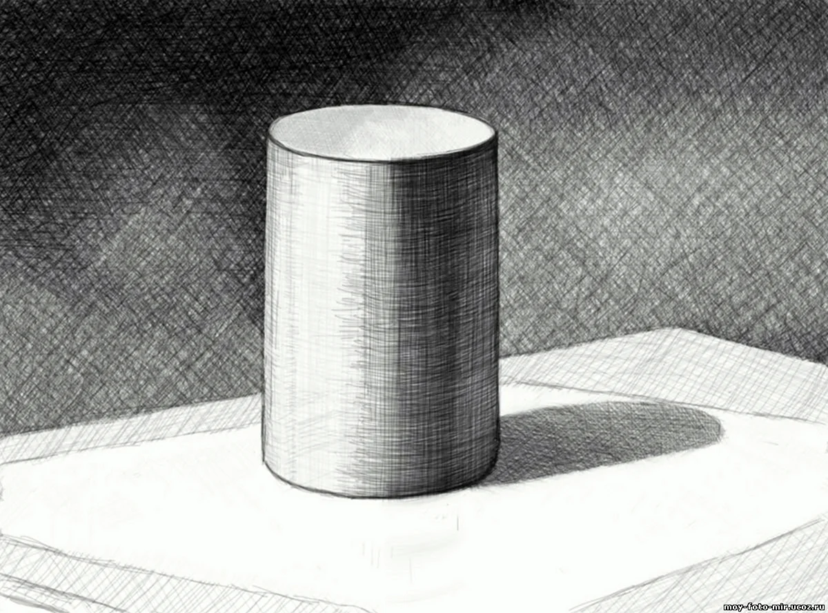 Цилиндр Академический рисунок штриховка. Для срисовки