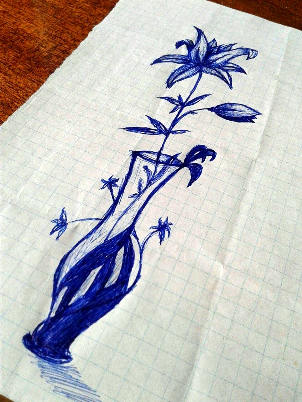 Цветы ручкой в тетради. Для срисовки