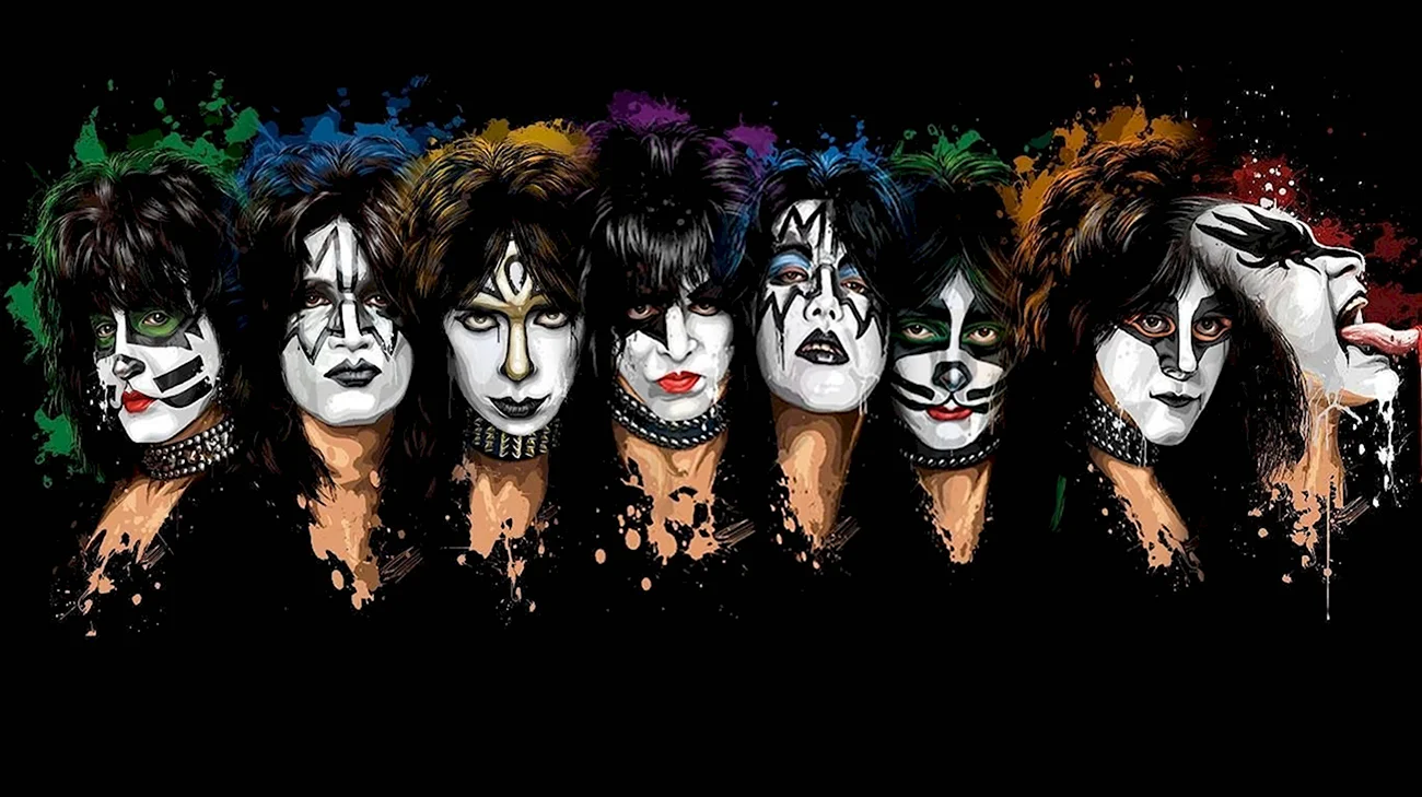 Участники группы Kiss. Картинка
