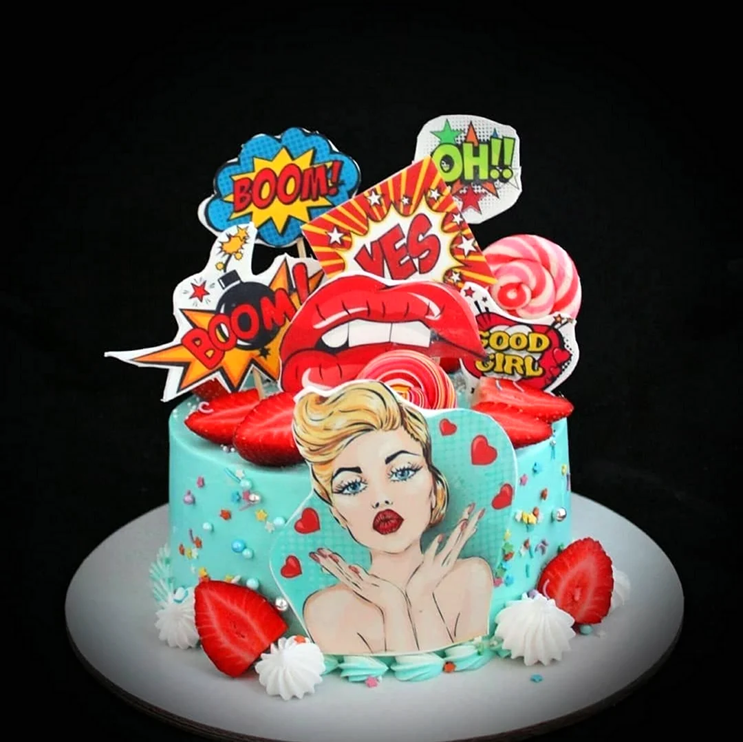 Украшение торта в стиле поп арт. Картинка