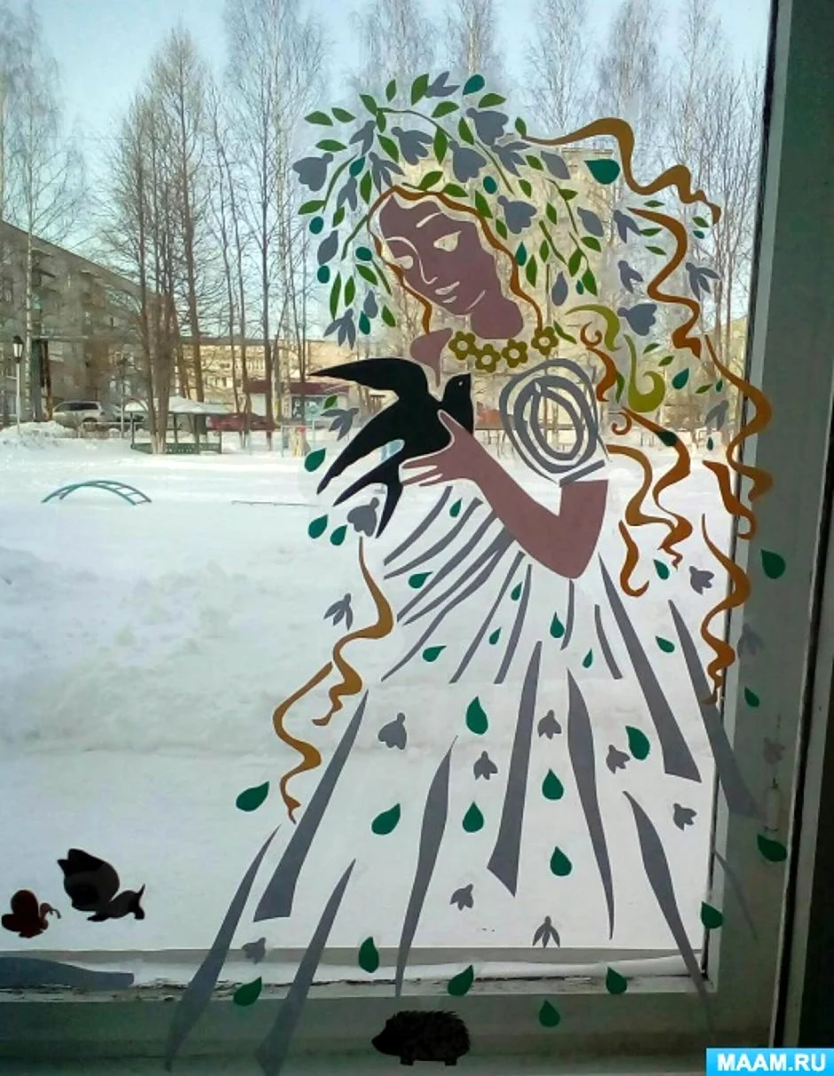 Украшения для окна на Весна в детской саду. Своими руками